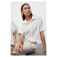 Trendyol Ecru Embroidered Crop Woven Shirt