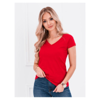 Červené dámské basic tričko s véčkovým výstřihem Edoti