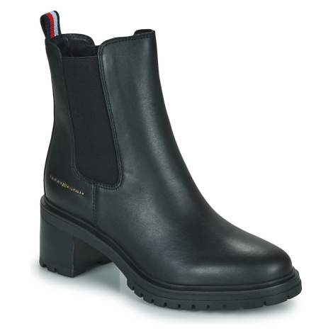 Tommy Hilfiger ESSENTIAL MIDHEEL LEATHER BOOTIE Černá