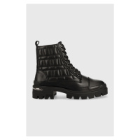 Kožené kotníkové boty Aldo Quilt dámské, černá barva, na platformě