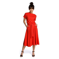 Bewear Dámské midi šaty Evap B067 červená Červená