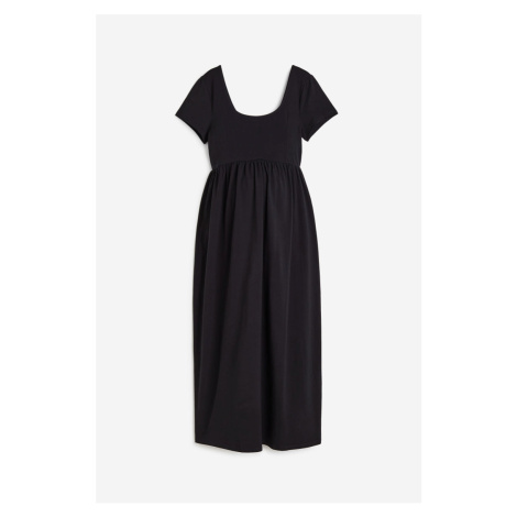 H & M - MAMA Žerzejové šaty's hranatým výstřihem - černá H&M
