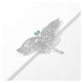 Éternelle Luxusní brož s čirými Pavé zirkony - vážka B8070-E-166 Stříbrná