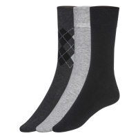 LIVERGY® Pánské ponožky s BIO bavlnou, 3 páry (kostka/černá/šedá)