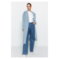 Trendyol Blue Oversize Wide Cut Long Wool Cachet Coat