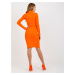 Neonově oranžové přiléhavé šaty s rolákem -orange Oranžová