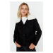 Trendyol Black Collar Fur Detail Stamped Coat