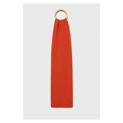 Šátek se směsí kašmíru Tommy Hilfiger oranžová barva, hladký