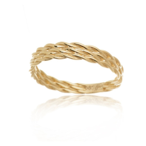 Dámský splétaný prsten ze žlutého zlata PR0580F + DÁREK ZDARMA