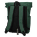 Trendy studentský roll-top batoh Servalen, tmavě zelený