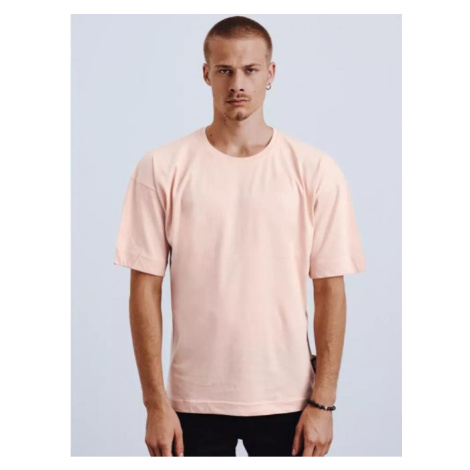Bavlněné pánské trička růžové barvy s krátkým rukávem ve výprodeji DStreet