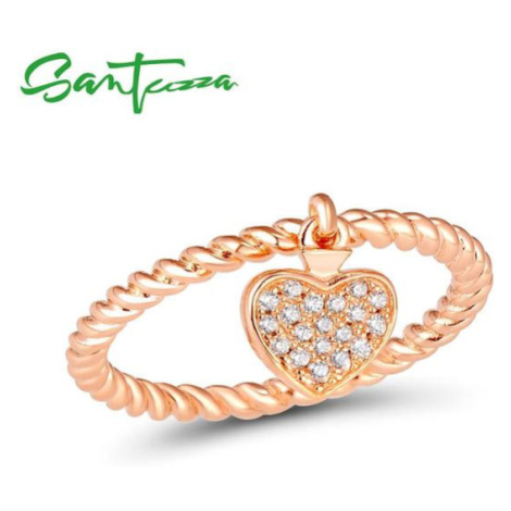 Texturovaný stříbrný prsten s přívěskem srdce FanTurra