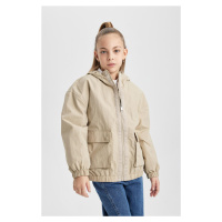 DEFACTO Girls' Waterproof Hooded Raincoat