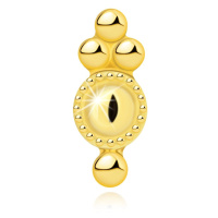 Piercing do rtů a brady ze žlutého zlata 585 - kruh s ozdobným lemem, korálky