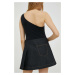 Džínová sukně Remain černá barva, mini, áčková