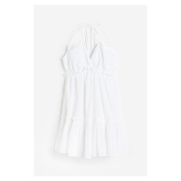 H & M - Šaty halterneck's volánkovými lemy - bílá