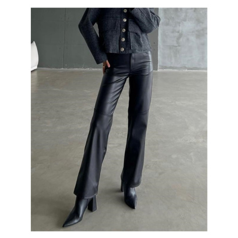 Laluvia Black Series Stitched Leather Trousers