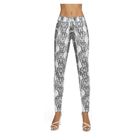 Bas Bleu Women's pants NAYA in snake print with a tie at the waist