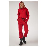 Happiness İstanbul Women's Red NASA Printed Fleece Tracksuit Suit