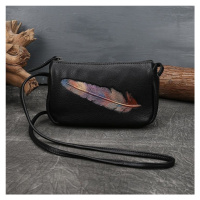 Mini kabelka s potiskem barevné peři