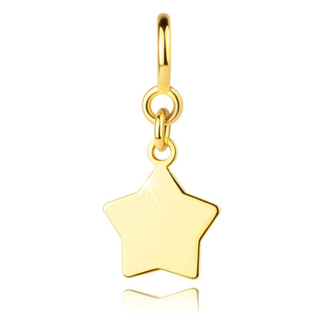 Přívěsek na náramek ze zlata 375 - plochá hvězda, pérový kroužek Šperky eshop