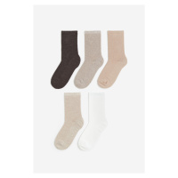 H & M - Ponožky z žebrovaného úpletu 5 párů - bílá