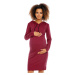 Těhotenské a kojící šaty s kapucí v bordó barvě