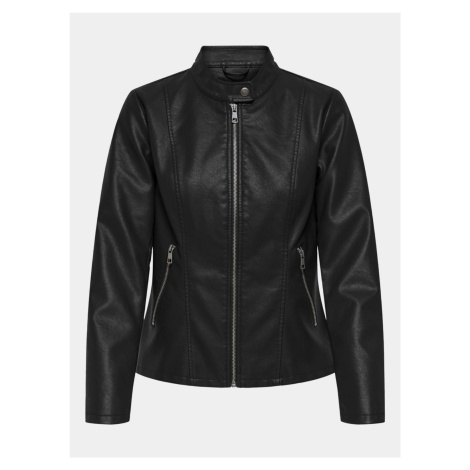 Černá koženková bunda s povrchovou úpravou ONLY Melisa - XS