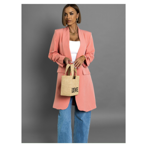 Lososové dlouhé sako CASTIEL otevřeného stylu