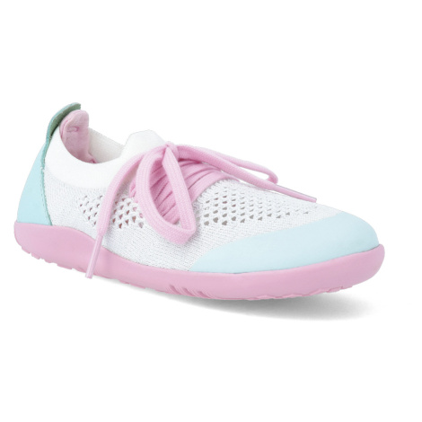 Barefoot tenisky Bobux - Play Knit Mist + White růžové