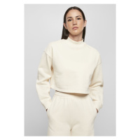 Ladies Cropped Oversized Sweat High Neck Crew - whitesand