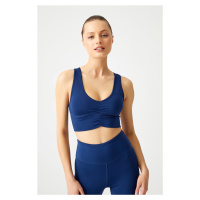LOS OJOS Navy Blue Lightly Support Coated Crop Top Bustier