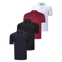 QUADRUPLE SET T8586 DEWBERRY MEN'S T-SHIRT-BLACK-WHITE-NAVY-BURGUNDY