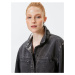 Koton Denim Jacket Foil Print Detailed Comfortable Fit Shirt Collar With Pocket
