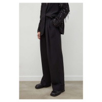Kalhoty Day Birger et Mikkelsen dámské, černá barva, široké, high waist