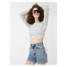 Koton Striped Sweatshirt Crop