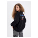 DEFACTO Oversize Fit Wide Mold Crew Neck Back Printed Thick Sweatshirt