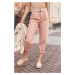 Stažené stylové džíny s vysokým pasem špinavě růžové