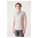Avva Men's Stone 100% Egyptian Cotton Regular Fit 3 Button Polo Neck T-shirt