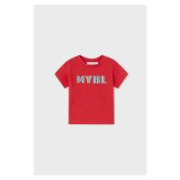 Dětské bavlněné tričko Mayoral červená barva, s potiskem