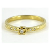 Zásnubní prsten ze žlutého zlata s diamanty + DÁREK ZDARMA
