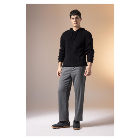 DEFACTO Trousers Relax Fit Waist Tie Pocket Basic Plain Straight Leg