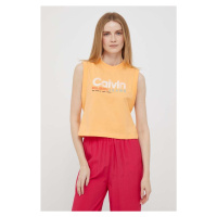 Bavlněný top Calvin Klein Jeans oranžová barva