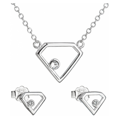 Evolution Group Sada šperků s krystaly Swarovski náušnice a náhrdelník bílý trojúhelník 39165.1