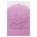 Čepice Karl Lagerfeld růžová barva, s aplikací