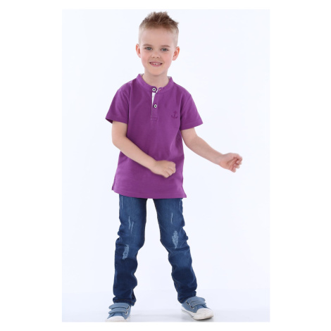 Chlapecké fialové tričko s knoflíky FASARDI