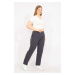 Şans Women's Navy Plus Size Sports Trousers with Piping Detailed