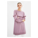 Trendyol Plum Crew Neck Knitted Tunic With Frill Sleeves