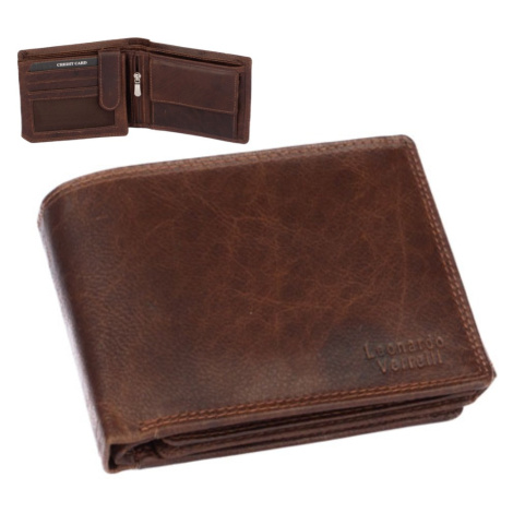 Pánská kožená peněženka tmavá hnědá Leonardo Verrelli