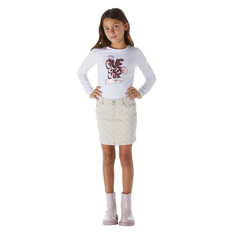 Dětská riflová sukně Guess béžová barva, mini